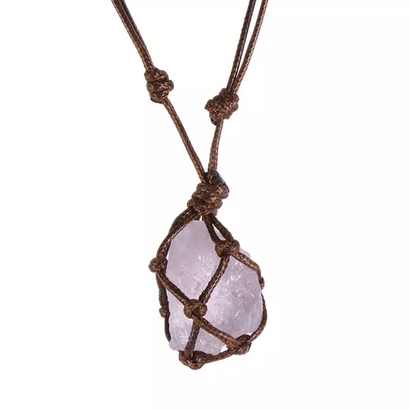 Jewelry - Caged Raw Purple Amethyst Quartz Necklace